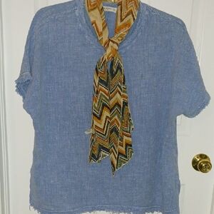 Blue Women's Top with FREE Silk Scarf